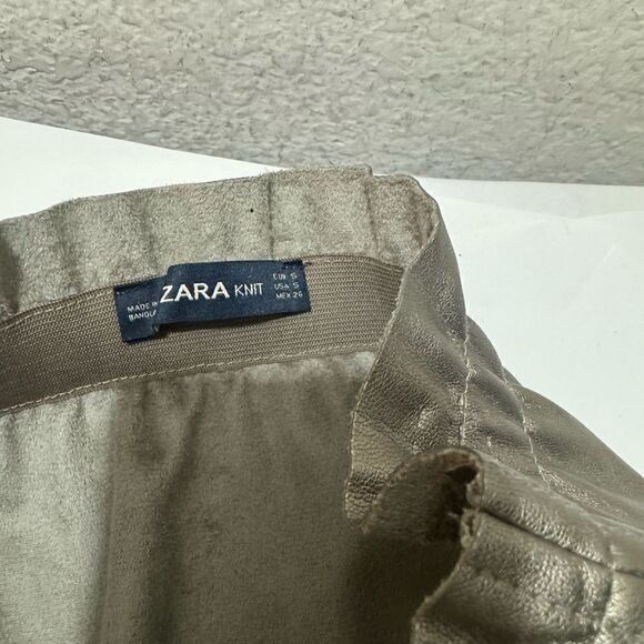 Zara Metallic Faux Leather Skirt with pockets - Picture 4 of 7